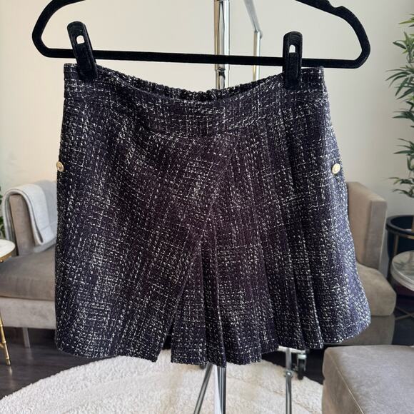 Maje Tweed Skort Skirt Shorts Navy Blue Size 40 Large EUC - Picture 2 of 10